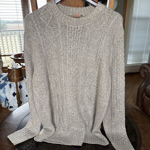 Vintage US Icon Crewneck SWEATER Mens Large Beige Cable Knit Casual Y2K